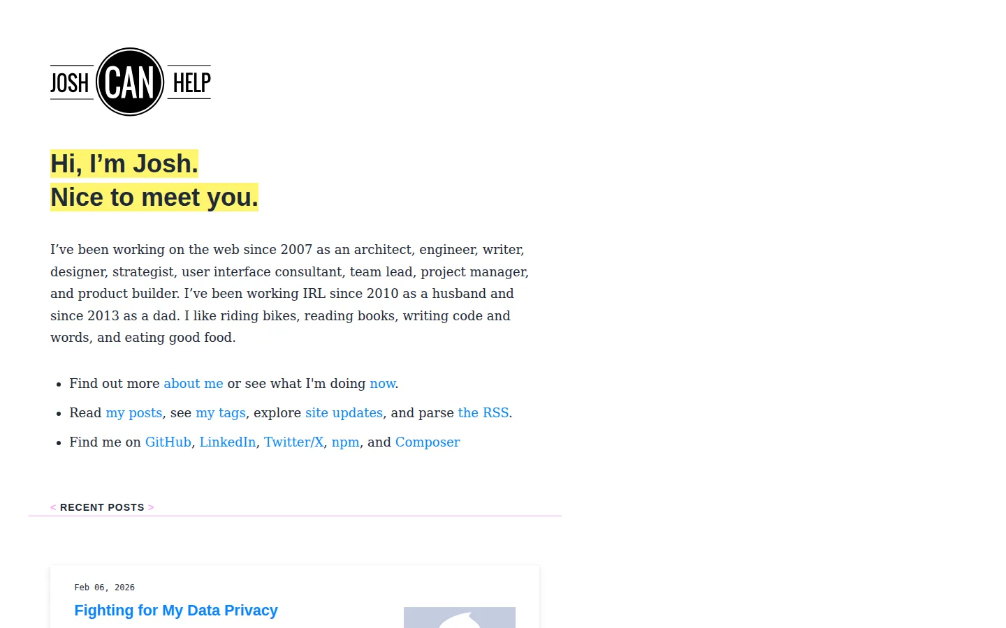Screenshot of Josh Can Help