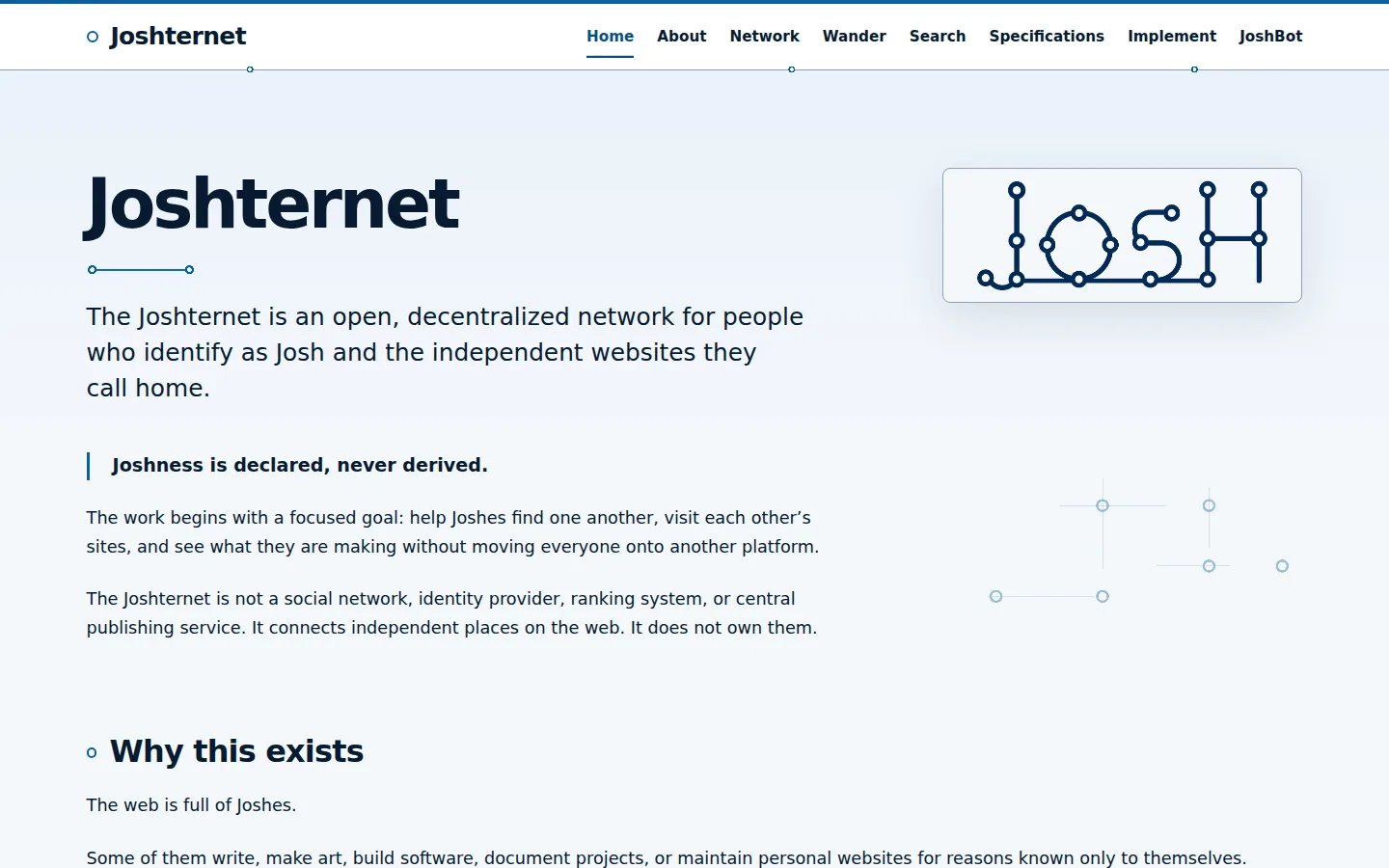 Screenshot of Joshternet